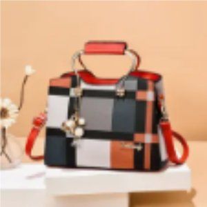 Women's  Colorblock Plaid Shoulder Bag